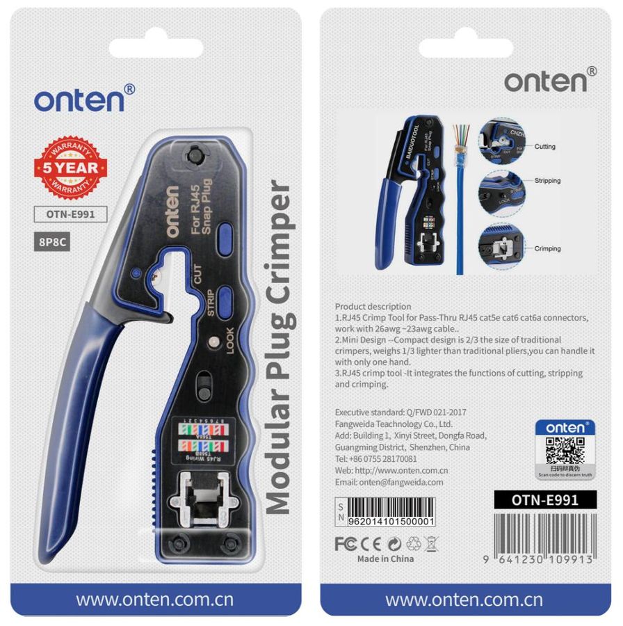 ONTEN OTN-E991 network cable crimping tool
