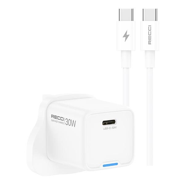 RECCI RC112U 30W GAN fast charger set UK PLUG
